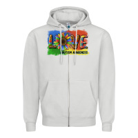 Dove Grey sunflower love autism awareness Zipper Hoodie - BarkalooDesign