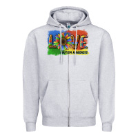 Heather Grey sunflower love autism awareness Zipper Hoodie - BarkalooDesign