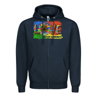 Navy sunflower love autism awareness Zipper Hoodie - BarkalooDesign