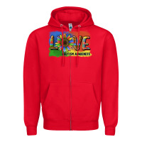 Red sunflower love autism awareness Zipper Hoodie - BarkalooDesign