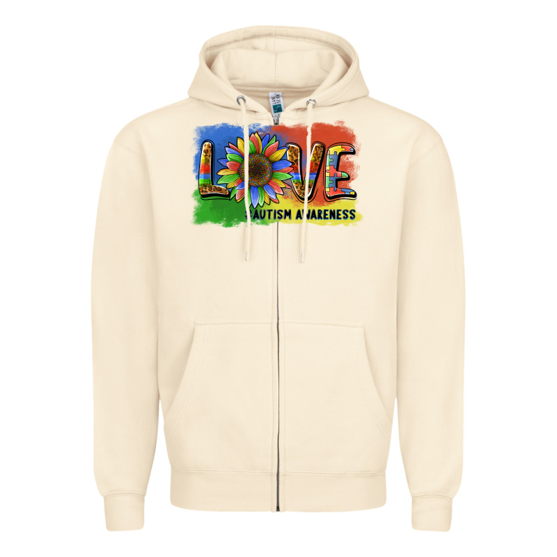 Sunflower Love Autism Awareness Zipper Hoodie by BarkalooDesign | Teevron