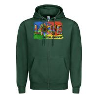 Sports Green sunflower love autism awareness Zipper Hoodie - BarkalooDesign