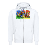 White sunflower love autism awareness Zipper Hoodie - BarkalooDesign