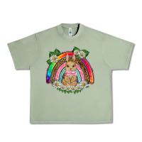 Oil Green easter rabbit rainbow Urban Heavy Tee - BarkalooDesign