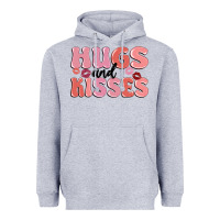 Heather Grey hugs and kisses Heavyweight Hoodie - MaliasSmallBusiness