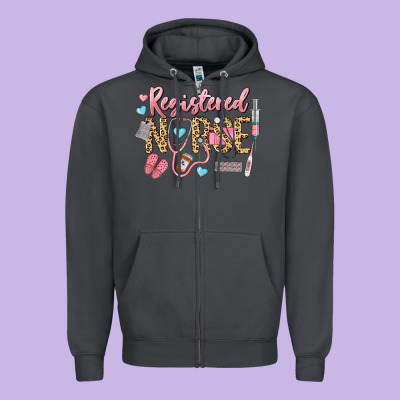 Registered Nurse Zipper Hoodie Designed By Lillyallendesigns