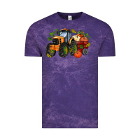Cloud Purple fall tractor with pumpkin Vintage Tee - AdoDesignShop