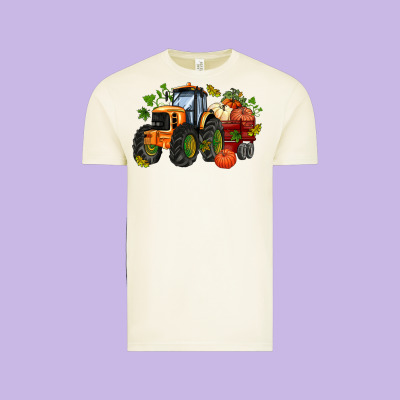 Fall Tractor With Pumpkin Vintage Tee Designed By Adodesignshop