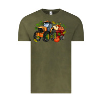 Vintage Olive fall tractor with pumpkin Vintage Tee - AdoDesignShop