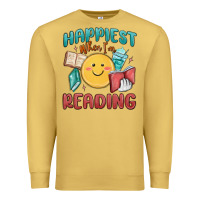 Antique Gold happiest when i'm reading Premium Sweatshirt - MaliasSmallBusiness