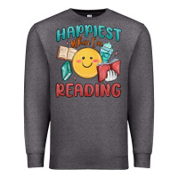 Charcoal Heather happiest when i'm reading Premium Sweatshirt - MaliasSmallBusiness