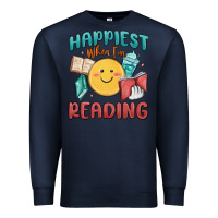 Navy happiest when i'm reading Premium Sweatshirt - MaliasSmallBusiness