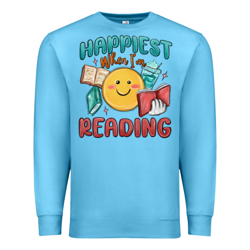 Happiest When I'm Reading Premium Sweatshirt by MaliasSmallBusiness | Teevron