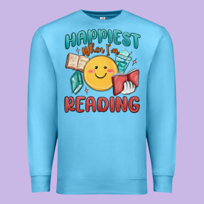 Happiest When I'm Reading Premium Sweatshirt Designed By Maliassmallbusiness