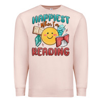 Pale Pink happiest when i'm reading Premium Sweatshirt - MaliasSmallBusiness
