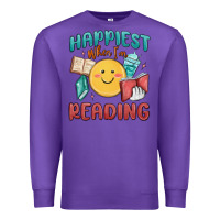 Purple happiest when i'm reading Premium Sweatshirt - MaliasSmallBusiness