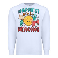 White happiest when i'm reading Premium Sweatshirt - MaliasSmallBusiness