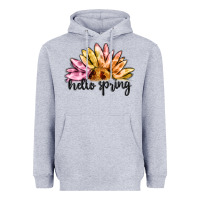 Heather Grey hello spring Heavyweight Hoodie - MaliasSmallBusiness