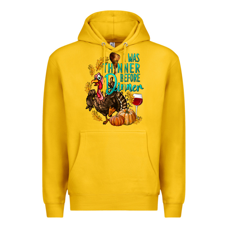 I Was Thinner Before Dinner Turkey Thanksgiving Premium Hoodie by LillyAllenDesigns | Teevron