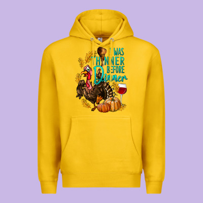 I Was Thinner Before Dinner Turkey Thanksgiving Premium Hoodie Designed By Lillyallendesigns