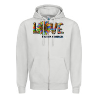 Dove Grey love sunflower autism awareness Zipper Hoodie - BarkalooDesign