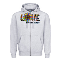 Heather Grey love sunflower autism awareness Zipper Hoodie - BarkalooDesign