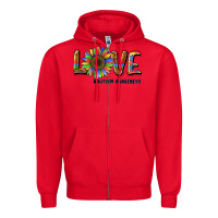 Red love sunflower autism awareness Zipper Hoodie - BarkalooDesign