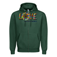 Sports Green love sunflower autism awareness Zipper Hoodie - BarkalooDesign