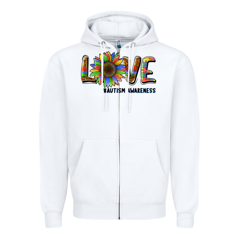 Love Sunflower Autism Awareness Zipper Hoodie by BarkalooDesign | Teevron