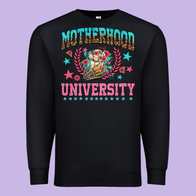 Motherhood University With Coffee Premium Sweatshirt Designed By Nancycooperartshop