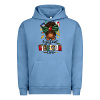 Pigment Pebble Blue assistant director life afro messy bun Urban Hoodie - texasbilliewilder