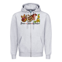 Heather Grey Peace Love Rooster With Sunflower Zipper Hoodie - LillyAllenDesigns