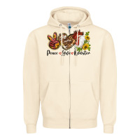 Sandshell Peace Love Rooster With Sunflower Zipper Hoodie - LillyAllenDesigns