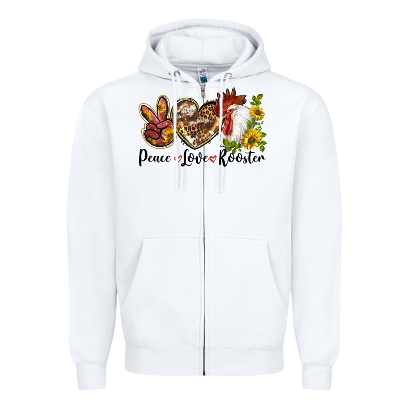 Peace Love Rooster With Sunflower Zipper Hoodie by LillyAllenDesigns | Teevron