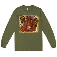 Army Green red angus cowhide sunflower Long Sleeve Tee - JahusDesignShop