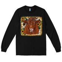 Black red angus cowhide sunflower Long Sleeve Tee - JahusDesignShop