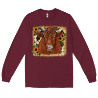 Burgundy red angus cowhide sunflower Long Sleeve Tee - JahusDesignShop