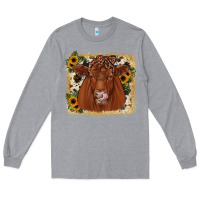 Heather Grey red angus cowhide sunflower Long Sleeve Tee - JahusDesignShop
