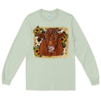 Matcha red angus cowhide sunflower Long Sleeve Tee - JahusDesignShop