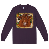 Plum red angus cowhide sunflower Long Sleeve Tee - JahusDesignShop