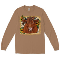 Red Angus Cowhide Sunflower Long Sleeve Tee | Teevron