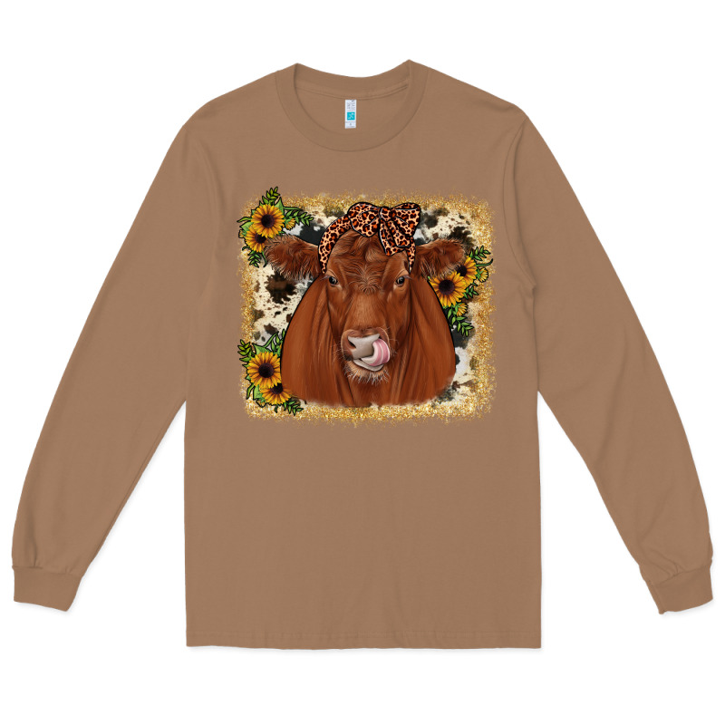 Red Angus Cowhide Sunflower Long Sleeve Tee by JahusDesignShop | Teevron
