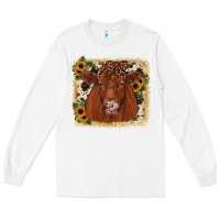 White red angus cowhide sunflower Long Sleeve Tee - JahusDesignShop