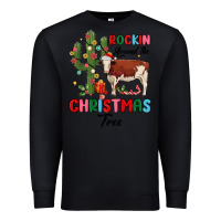 Black rockin around the christmas tree Premium Sweatshirt - MaliasSmallBusiness