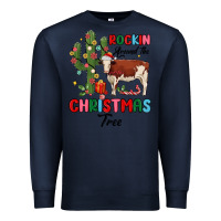 Navy rockin around the christmas tree Premium Sweatshirt - MaliasSmallBusiness