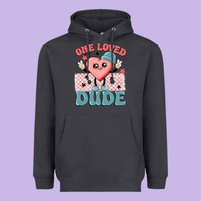 One Loved Dude Heavyweight Hoodie Designed By Maliassmallbusiness