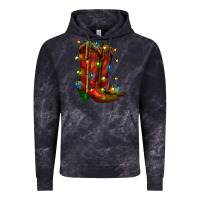 Cloud Black christmas western boots with lights Vintage Hoodie - RanaPortraitStore
