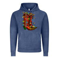 Vintage Denim christmas western boots with lights Vintage Hoodie - RanaPortraitStore