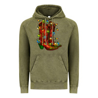 Vintage Olive christmas western boots with lights Vintage Hoodie - RanaPortraitStore