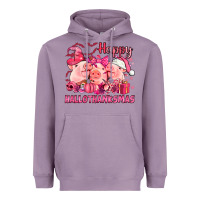 Lavender Happy Hallothanksmas Pigs pink Heavyweight Hoodie - NancyCooperArtShop